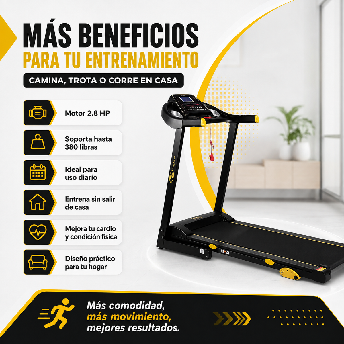 Caminadora Eléctrica Plegable 2.8HP | 3 Niveles de Inclinación  | soporta 199 kilos🚚