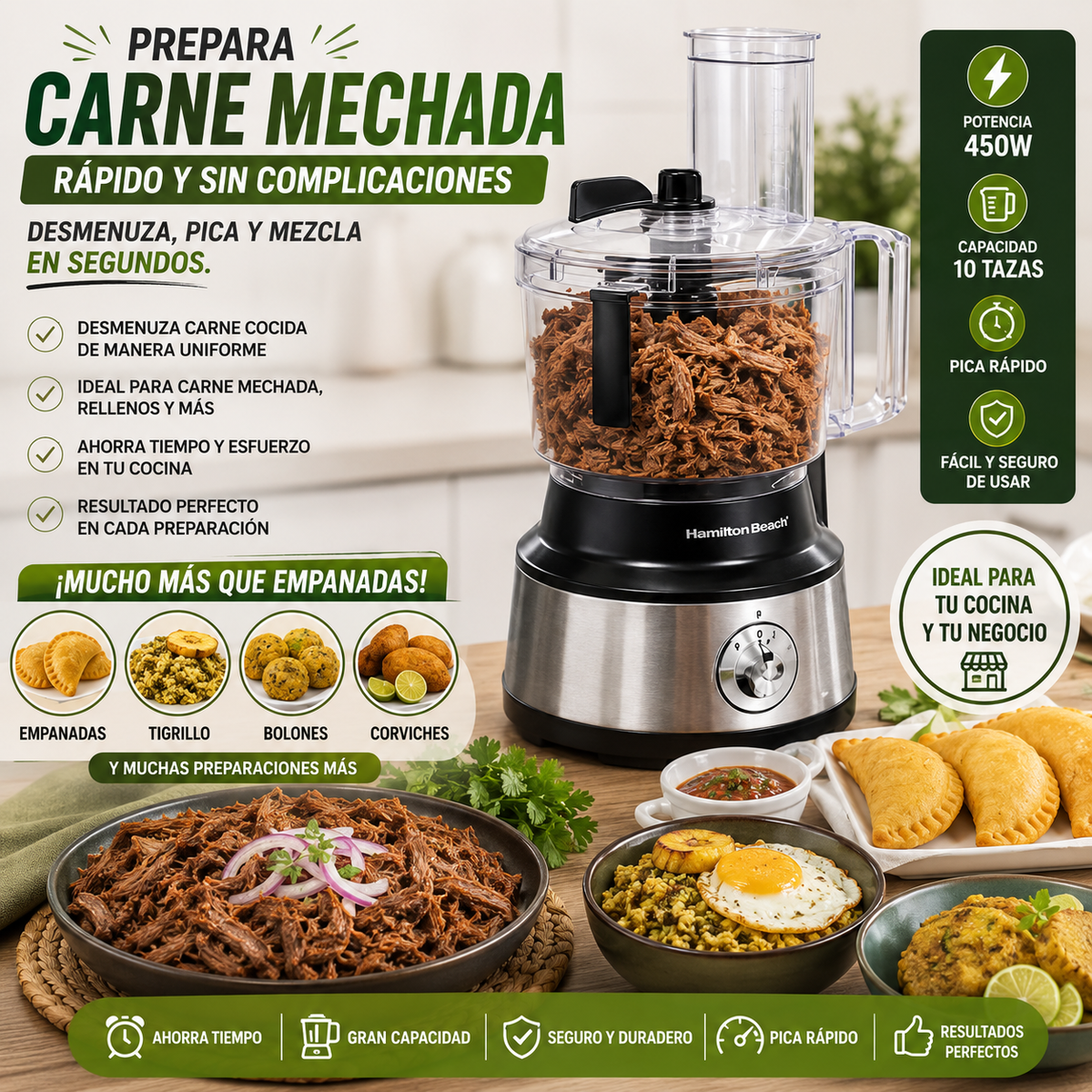 Procesador de alimentos y picador de verduras verde