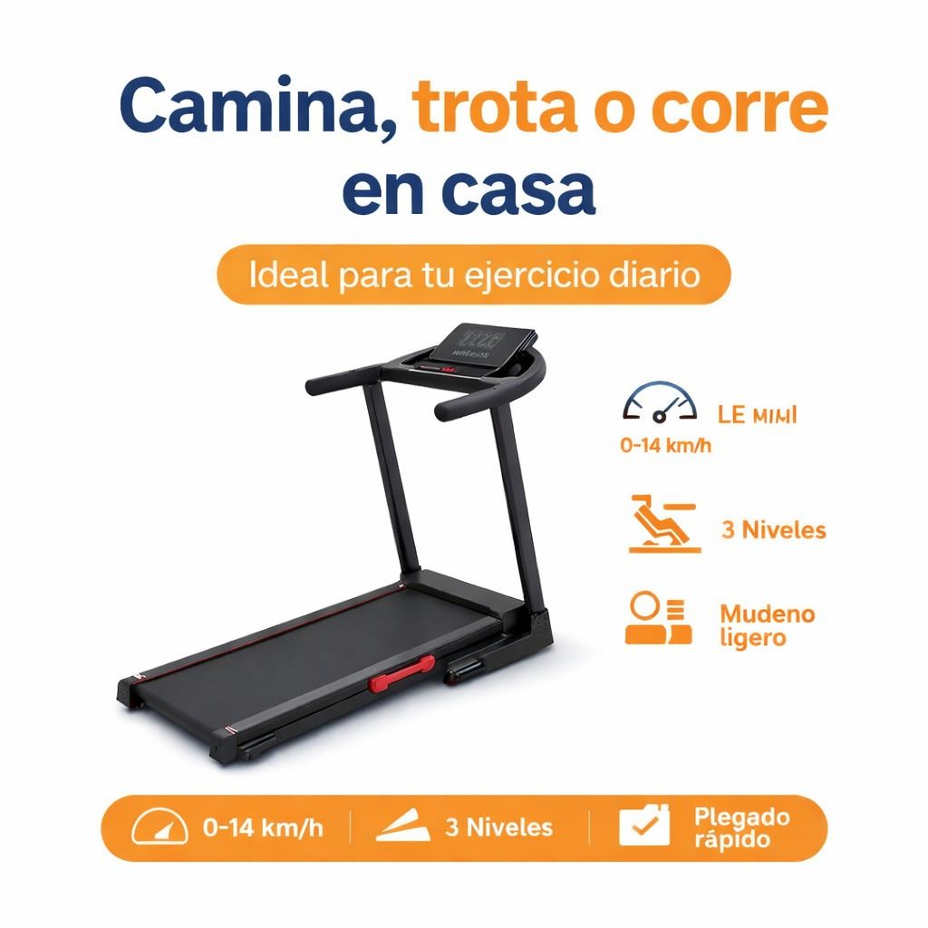 Caminadora Eléctrica Plegable 2.8HP | 3 Niveles de Inclinación  | soporta 199 kilos🚚