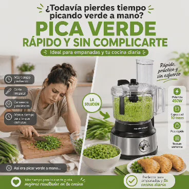 Procesador de Alimentos y Picador de Verduras Verde